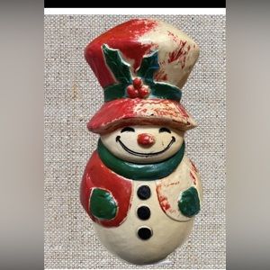 Vintage Christmas Jolly George Snowman Blow Mold Light Up Hard Plastic Union